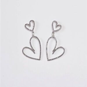 Rhinestone double heart earrings